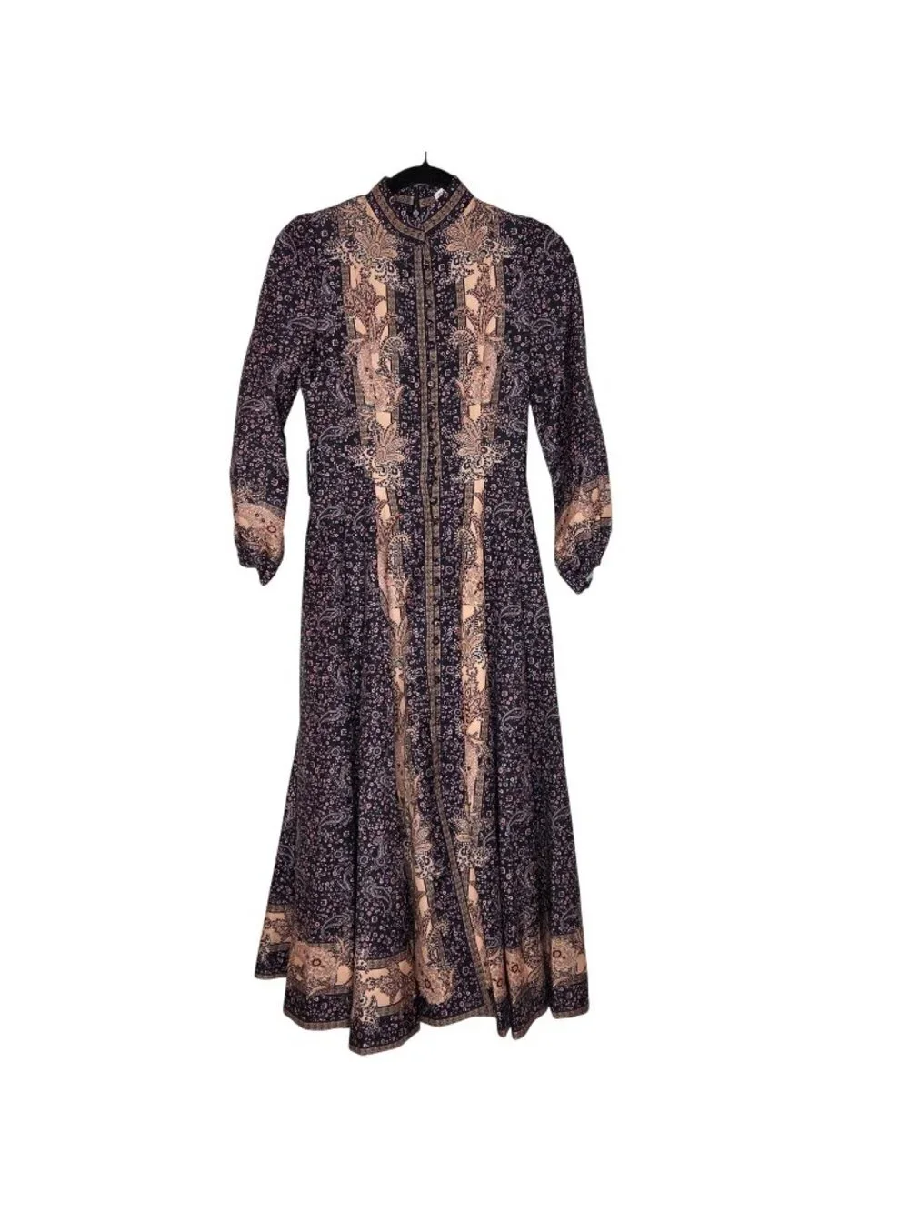 NWOT Nancy Yang Mandarin Collar Midi Dress - Black - Picture 1 of 5
